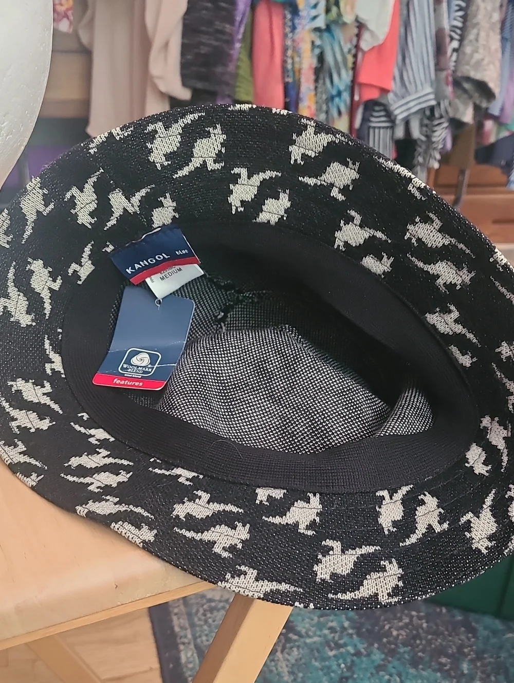 KANGOL Black & White Patterned Bucket Hat